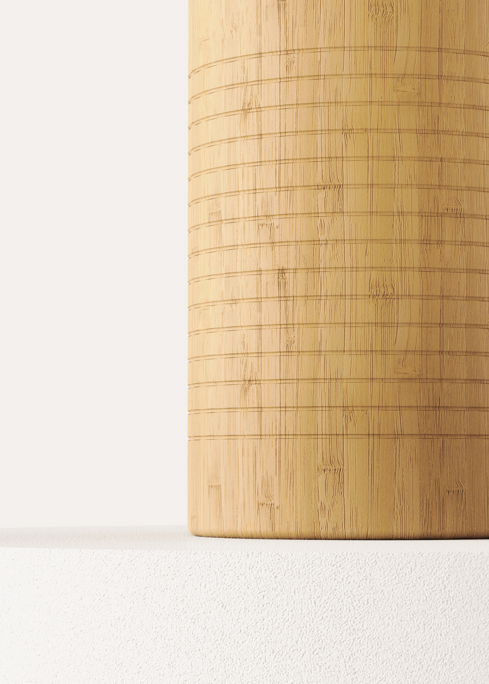 bamboo water bottle with based screw top body in magnified captured photo