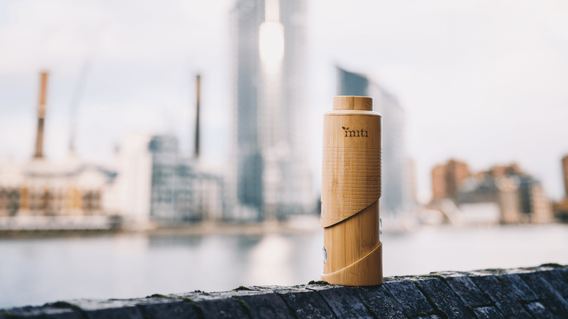 MITI bamboo-finish reusable water bottles in 500ml and 750ml sizes