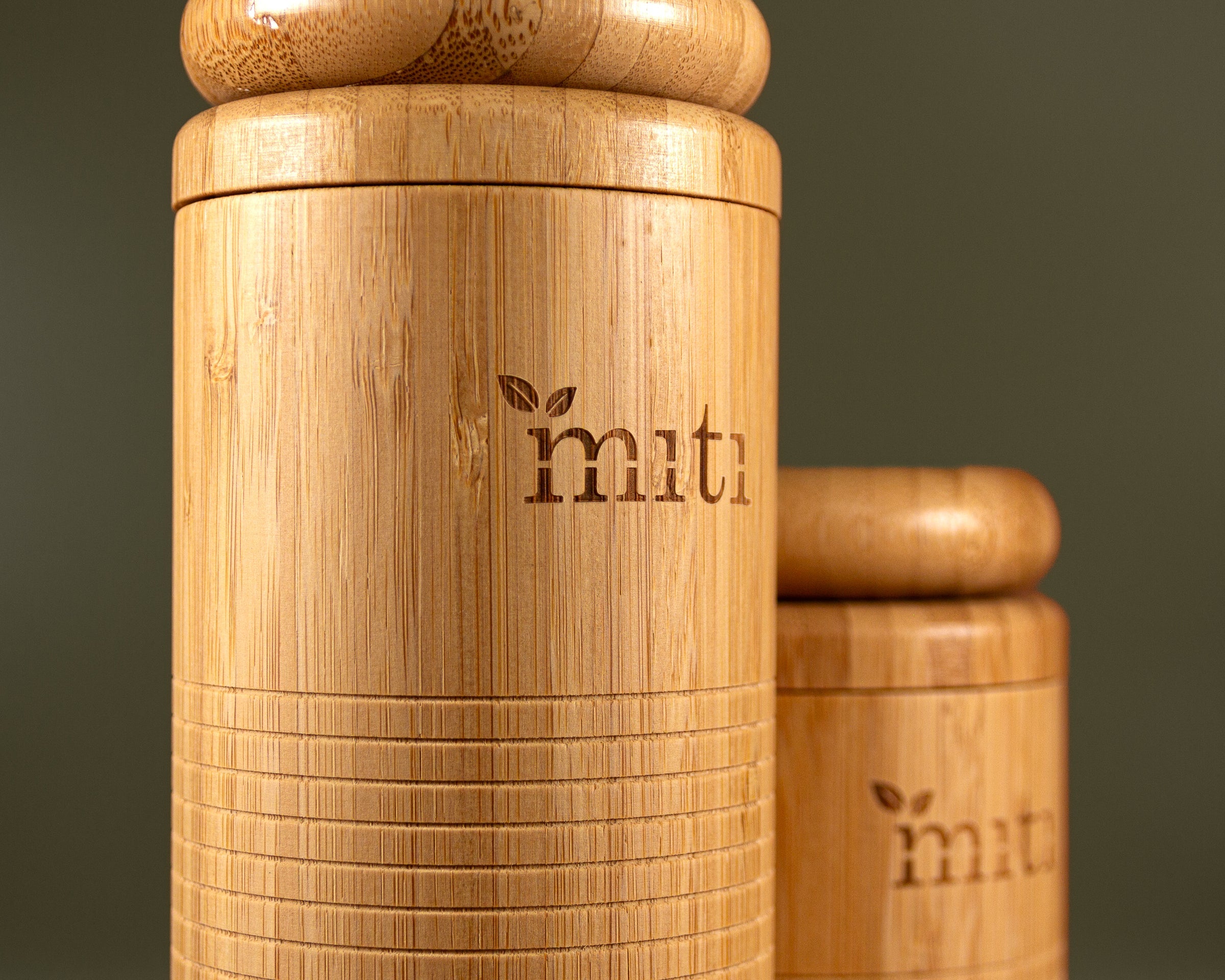 MITI bamboo-finish reusable water bottles for work, gym and travel