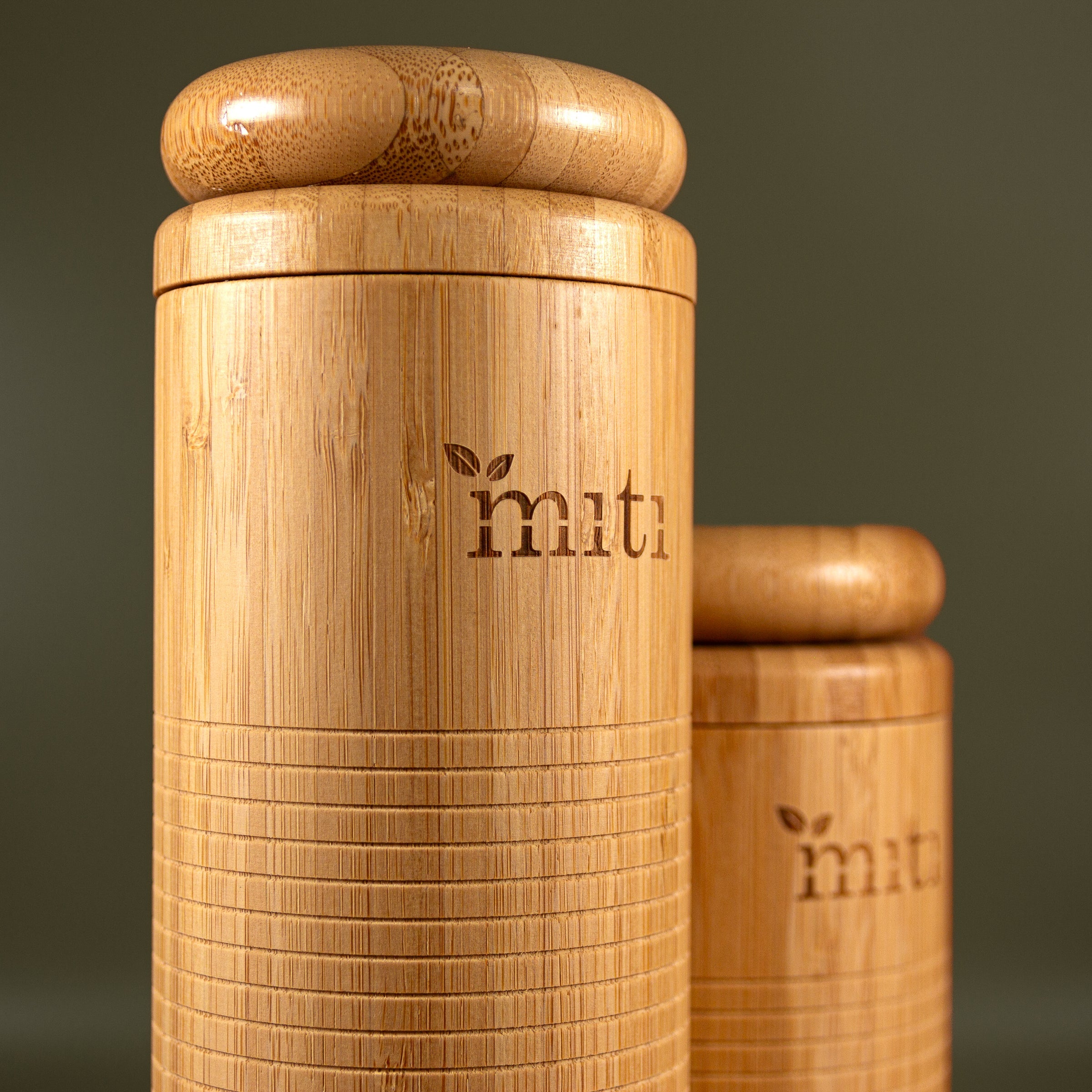 MITI bamboo-finish reusable water bottles for work, gym and travel
