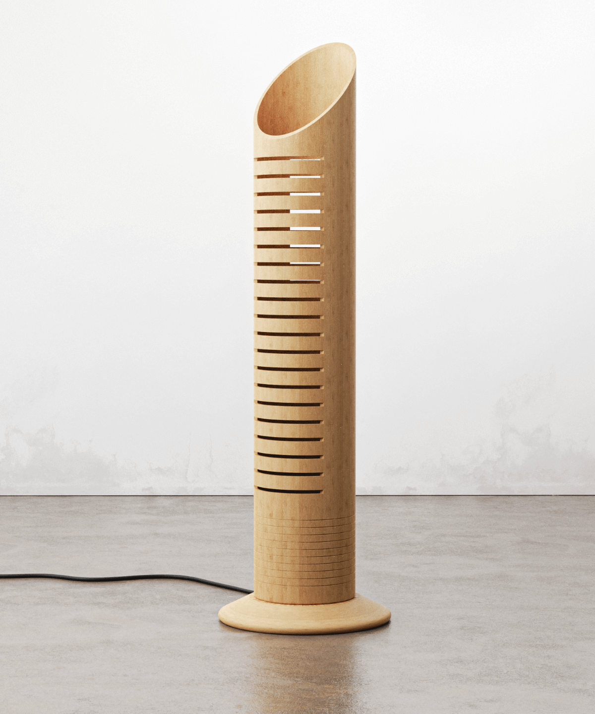 MITI bamboo floor lamp shown from the side for home-office lighting comparison