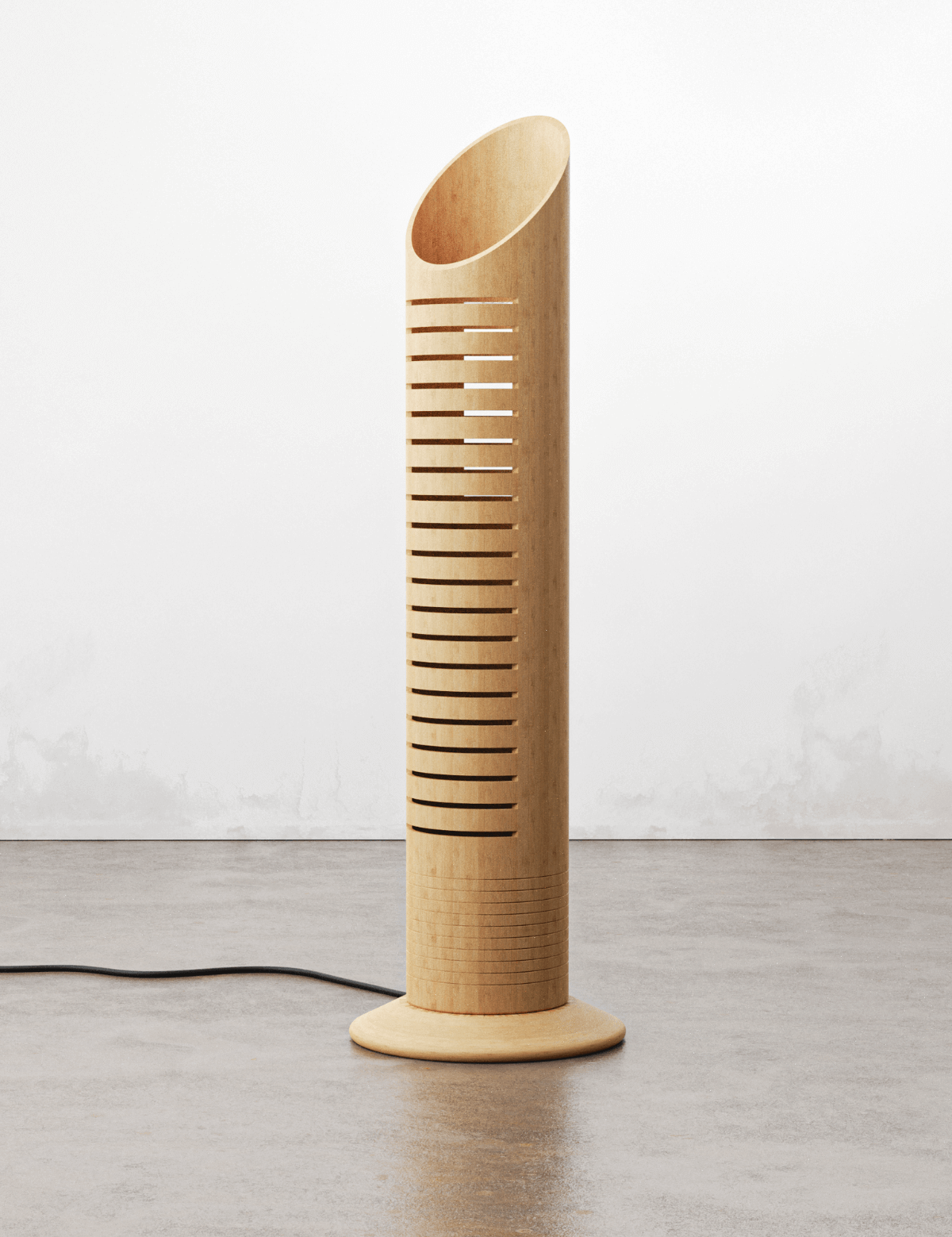 MITI bamboo floor lamp shown from the side for home-office lighting comparison