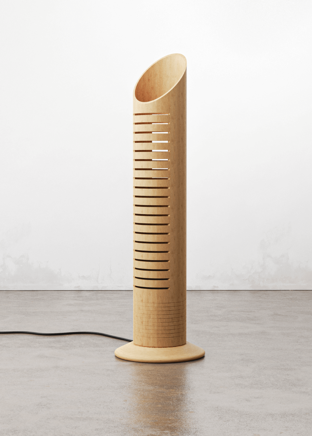 MITI bamboo floor lamp shown from the side for home-office lighting comparison