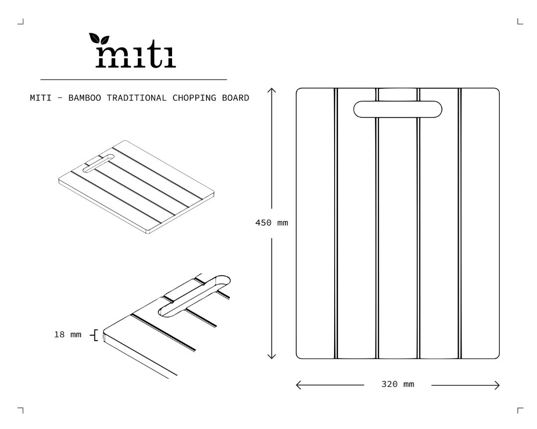 MITI traditional bamboo chopping board ready for hand washing and everyday kitchen care