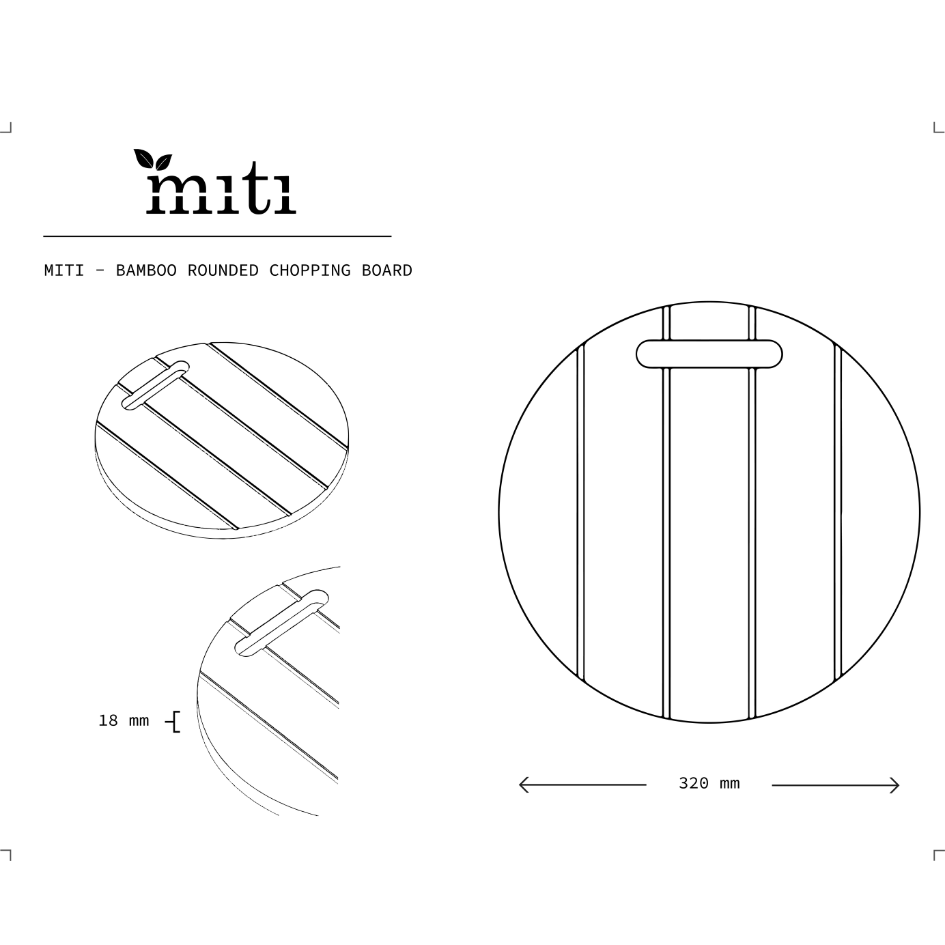 MITI round bamboo chopping board size guide