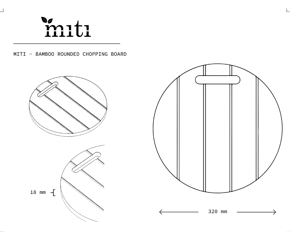 MITI round bamboo chopping board size guide