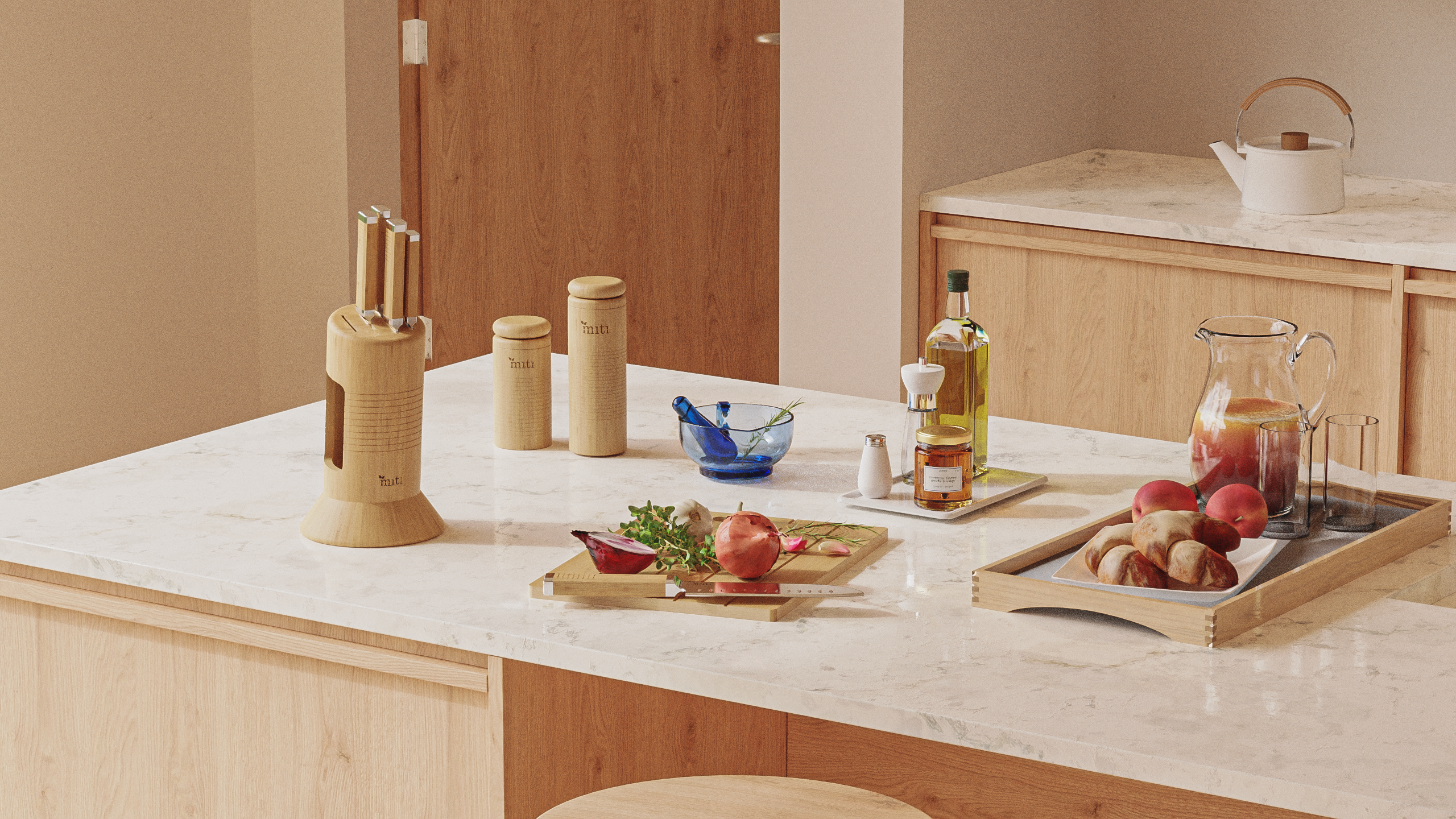 Clean kitchen with bamboo products