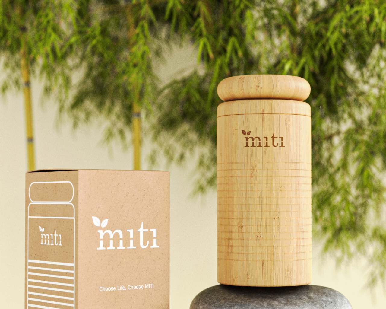 MITI bamboo water bottles for comparing screw-top and standard-cap styles