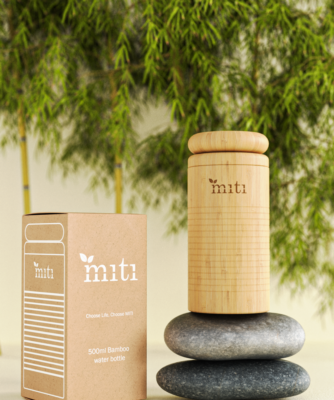 MITI bamboo water bottles for comparing screw-top and standard-cap styles
