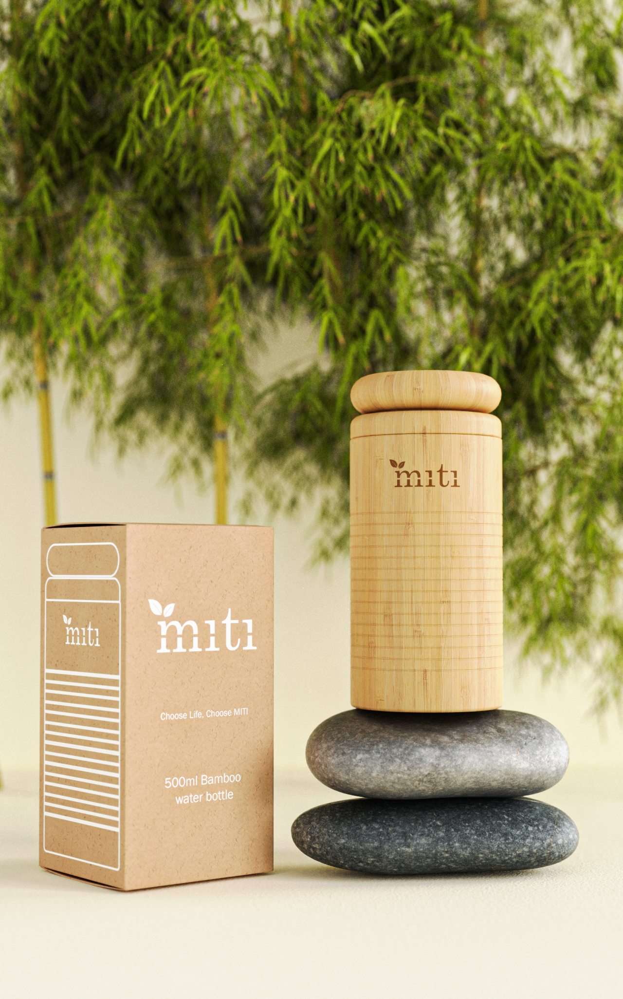 MITI bamboo water bottles for comparing screw-top and standard-cap styles