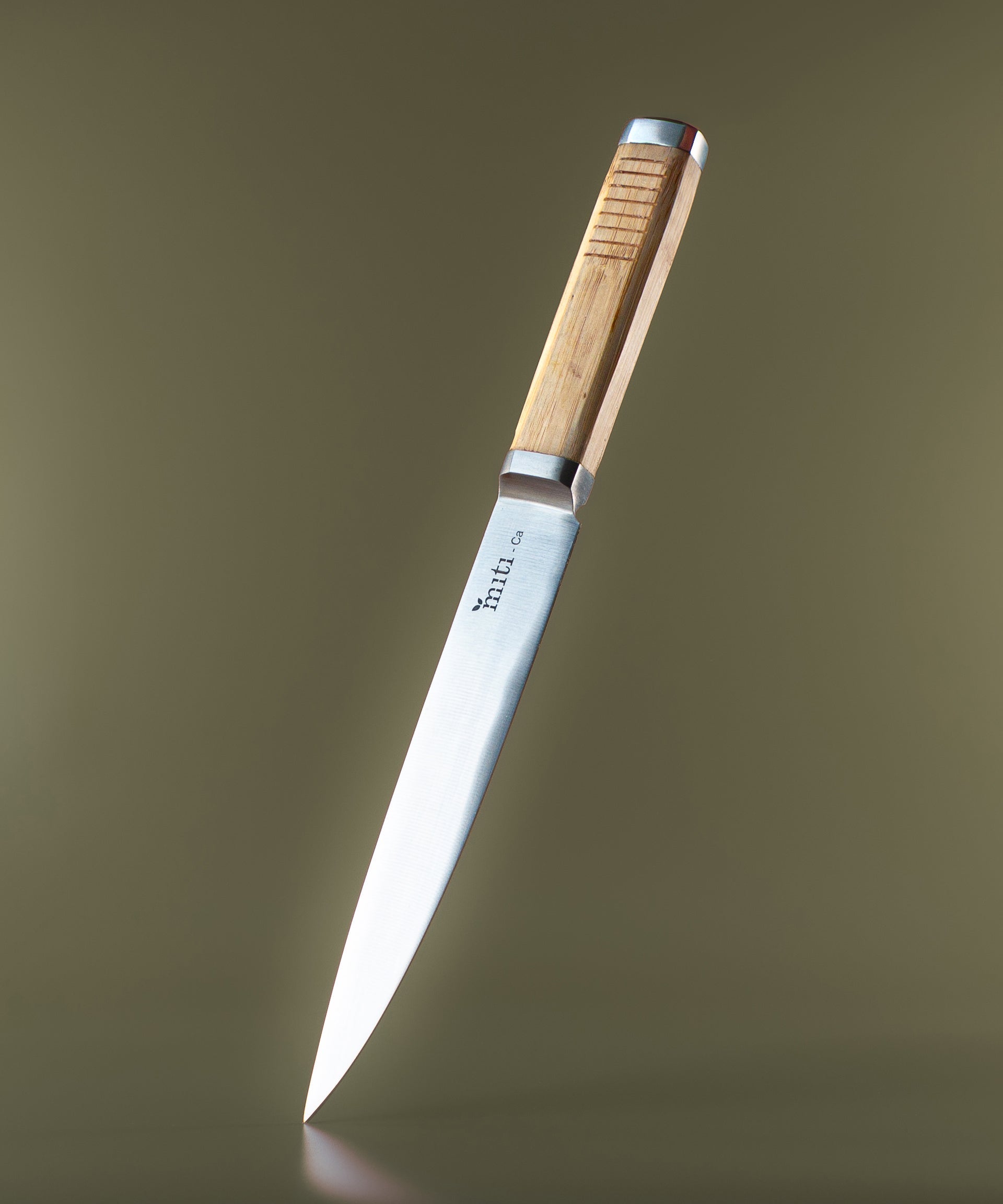 MITI bamboo-handle slicing knife for kitchen preparation