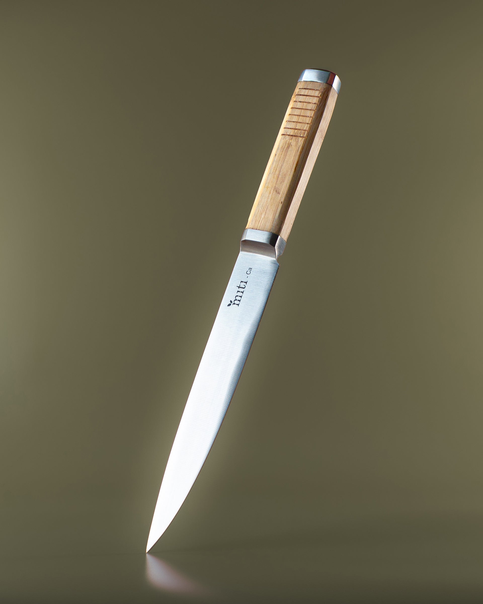 MITI bamboo-handle slicing knife for kitchen preparation