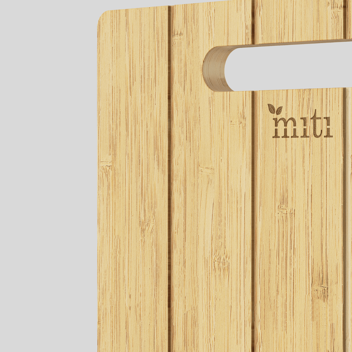 Close up Top shot of Bamboo Curved chopping board by MITI Life