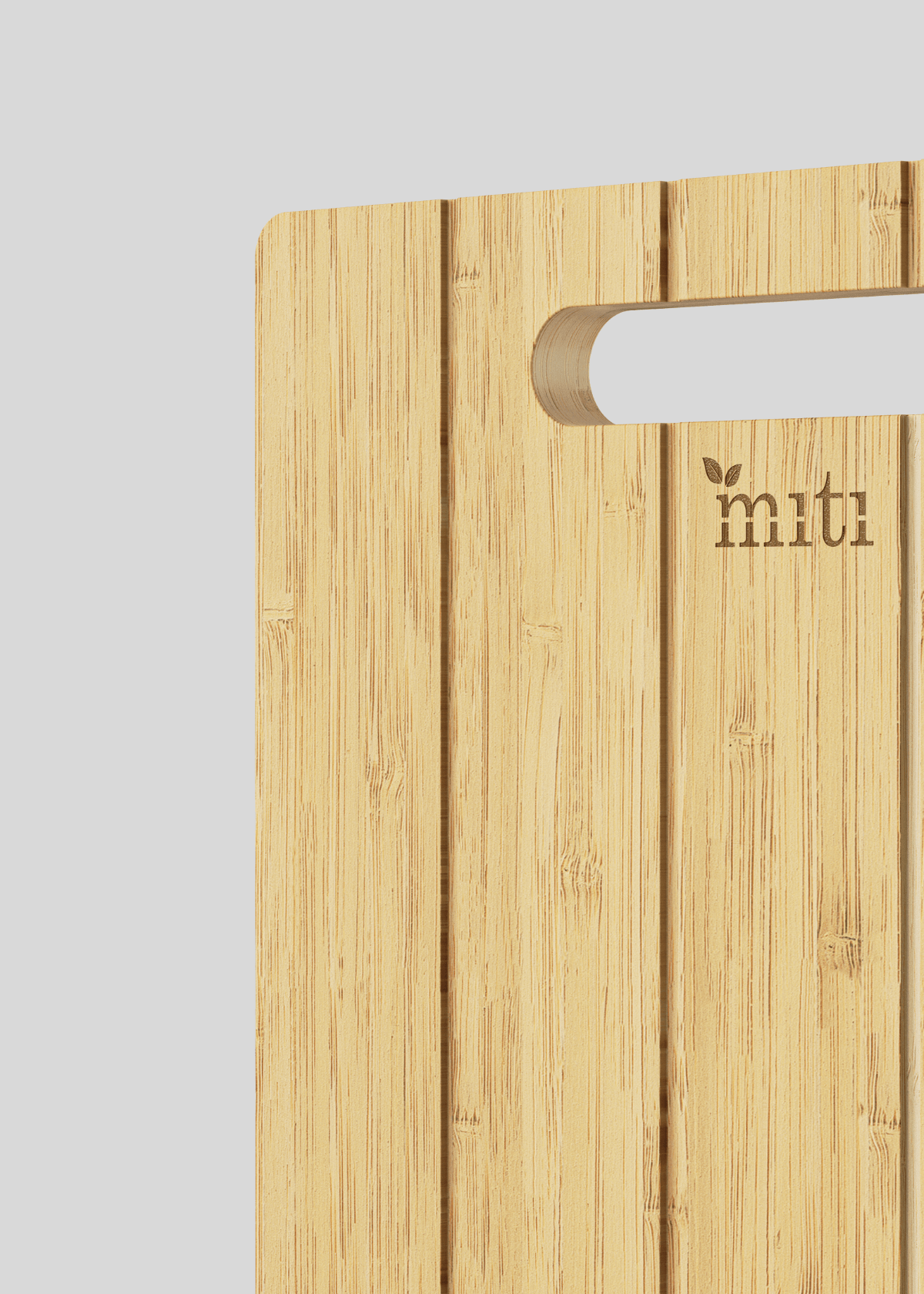 Close up Top shot of Bamboo Curved chopping board by MITI Life
