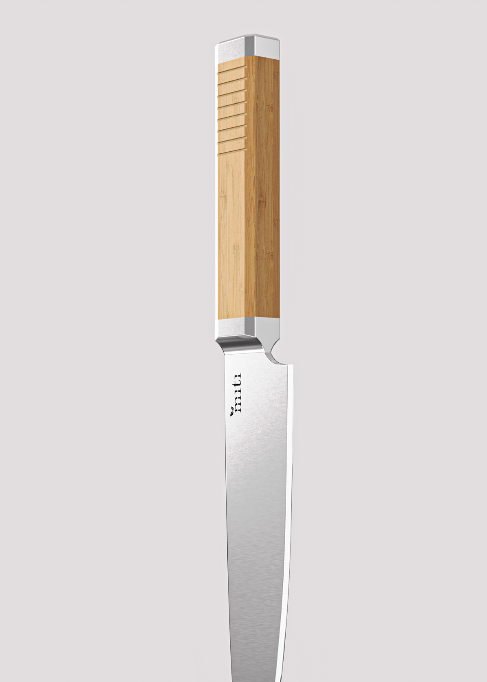 close up shot of chef knife with bamboo handle by MITI Life