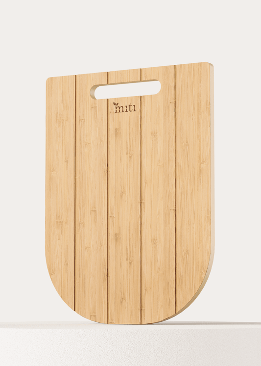 Front close up look of the Semi Curved Chopping Board made in bamboo by MITI Life