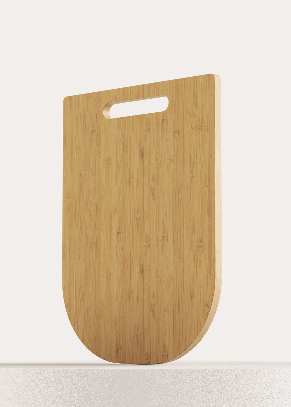 Full and close up look of the back of Semi Curved Bamboo Chopping Board by MITI Life