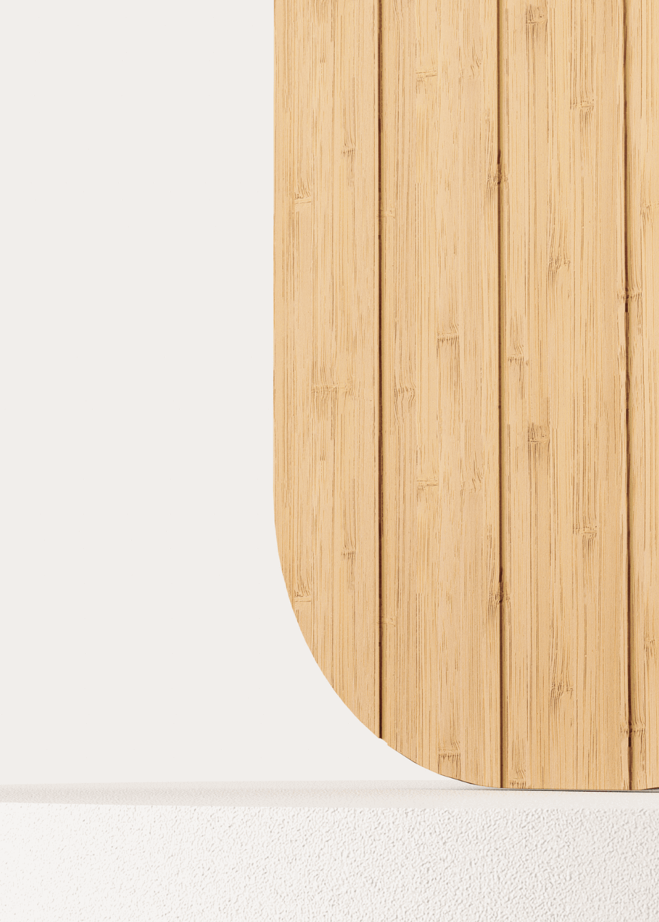 close up shot of the base of semi curved bamboo cutting board of MITI Life