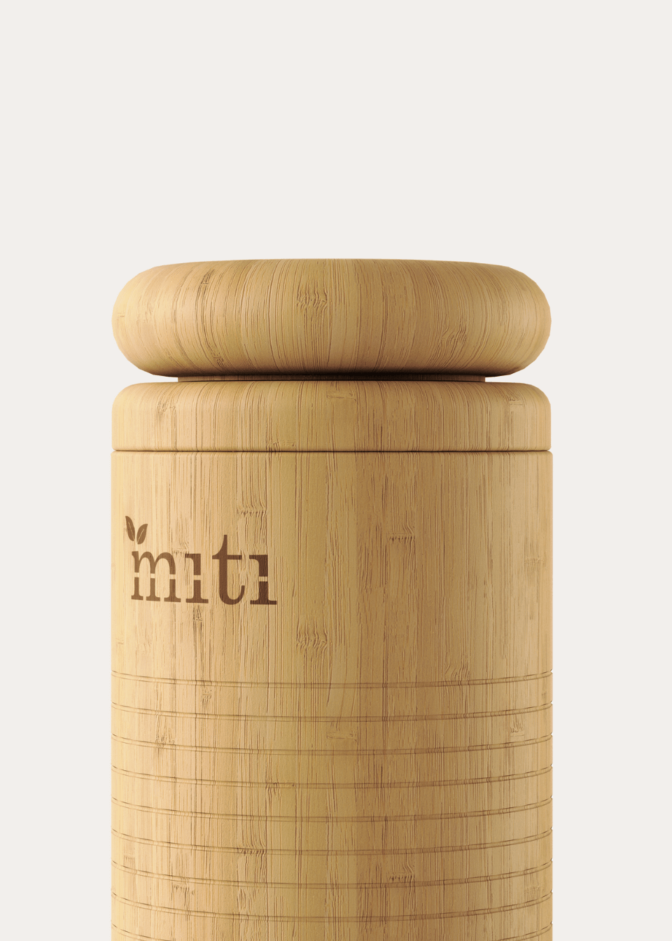 MITI Life's Bamboo Water Bottle with based screw top upper body captured photo